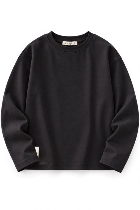 Oversize  Mevsimlik T-Shirt 2-10 Yaş Siyah