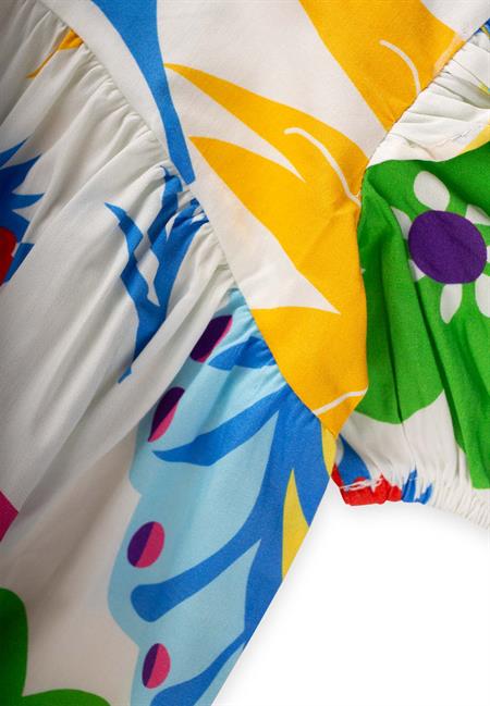 Poplin Tulum 2-7 Yaş Ekru Desenli