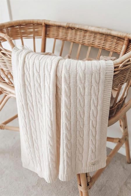 Saç Örgü Triko Battaniye 80X100 Cm (+/-5 Cm) NATUREL