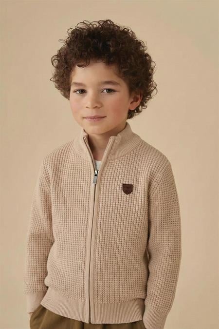 Selanik Fermuarlı Triko Hırka 2-11 Yaş Bej