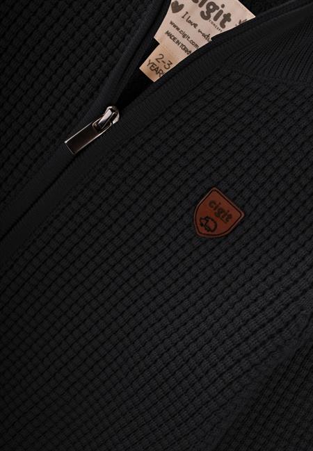 Selanik Fermuarlı Triko Hırka 2-11 Yaş Siyah