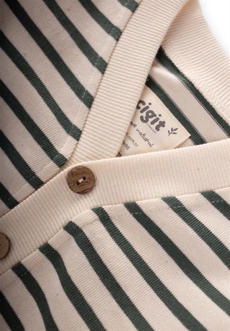 Çizgili Hırka 2-10 Yaş Haki Yeşil