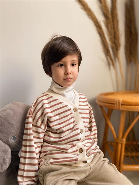 Çizgili Hırka 2-10 Yaş Kahverengi