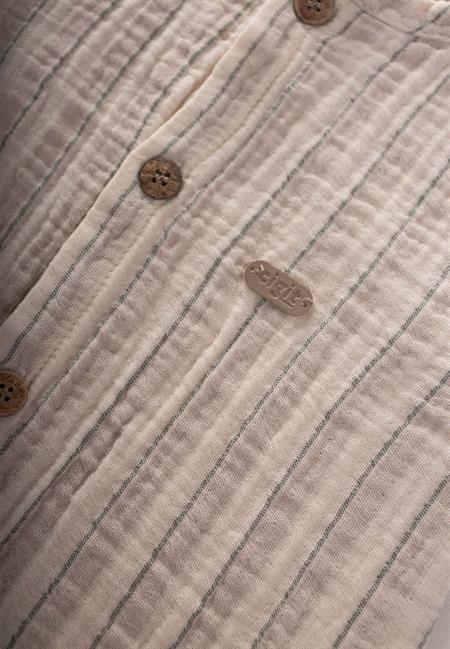 Çizgili Müslin Tulum 0-3 Yaş Bej Çizgili