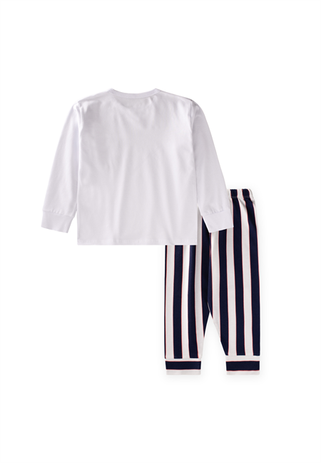 Çizgili Pijama Takım 2-8 Yaş Kırık Beyaz