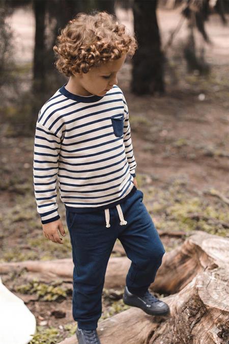 Çizgili Sweatshırt Takım 1-7 Yaş LACİVERT