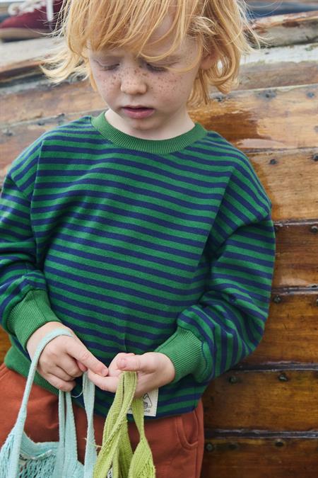 Çizgili Triko Sweatshirt 0-4 Yaş Haki Lacivert