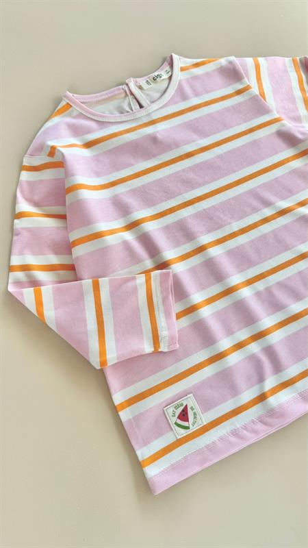 Çizgili Uzun Kollu T-Shırt 2-8 Yaş PUDRA TURUNCU ÇİZGİ