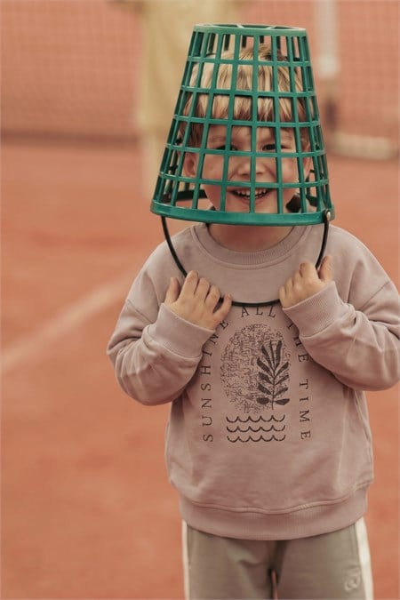 Dağ Baskılı Sweatshirt 3-9 Yaş Bej