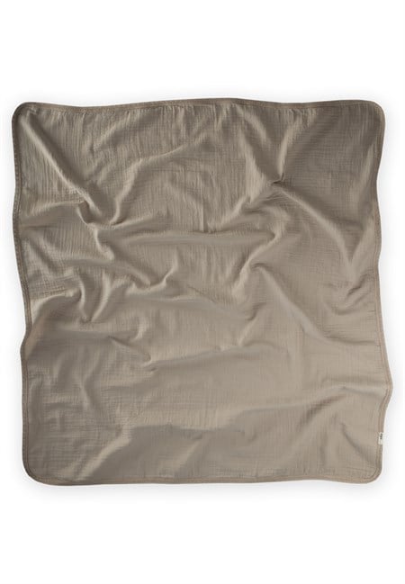 Dantel İşlemeli Tekkat Müslin Battaniye 100X100 cm +/- 3 cm Vizon