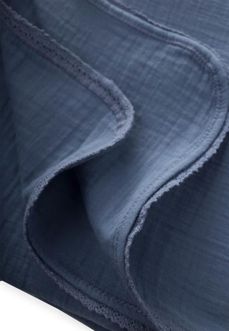 Dantel İşlemeli Tekkat Müslin Battaniye 100X100 cm +/- 3 cm İndigo Mavi