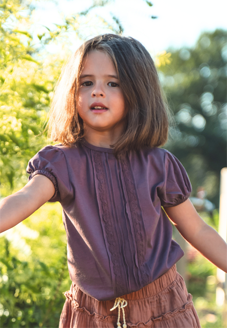 Dantel Şeritli Bluz 1-5 Yaş MÜRDÜM