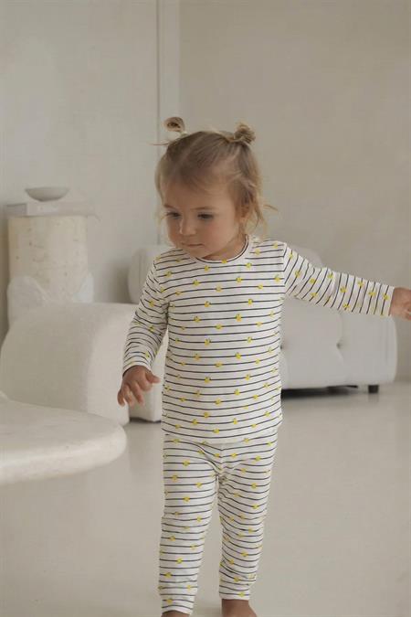 Desnli Fitilli Pijama Takım 1-6 Yaş KIRIK BEYAZ