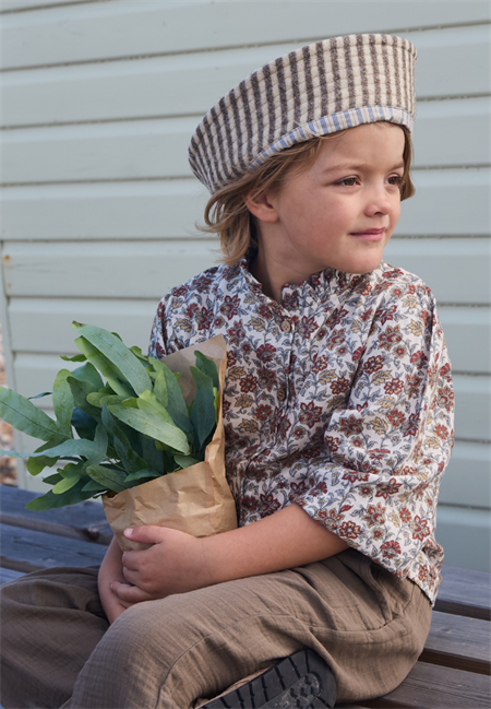 Desenli Gömlek Takım 4-12 Yaş Ekru