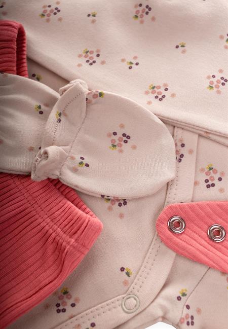 Desenli Hastane Çıkışı Newborn Pudra Pembe