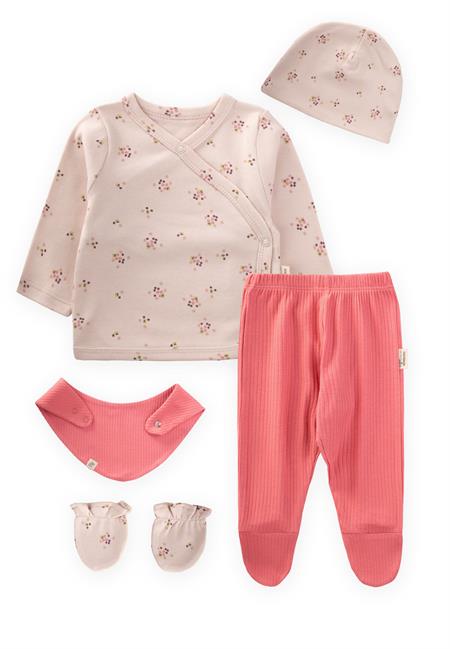 Desenli Hastane Çıkışı Newborn Pudra Pembe
