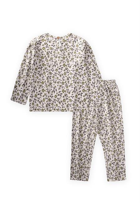Desenli Kız Çocuk Pijama Takim 2-8 Yaş Ekru