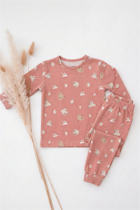Desenli Mevsimlik Pijama Takım 1-7 Yaş K PEMBE