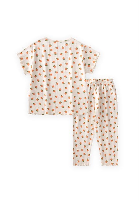Desenli Pijama Takımı 1-8 Yaş Portakal Desen