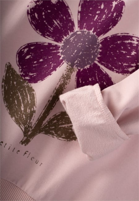 Desenli Sweatshirt Kız Çocuk Takım 2-8 Yaş Pudra Pembe