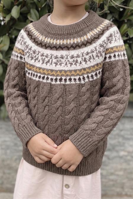 Desenli Triko Kazak 2-8 Yaş Vizon