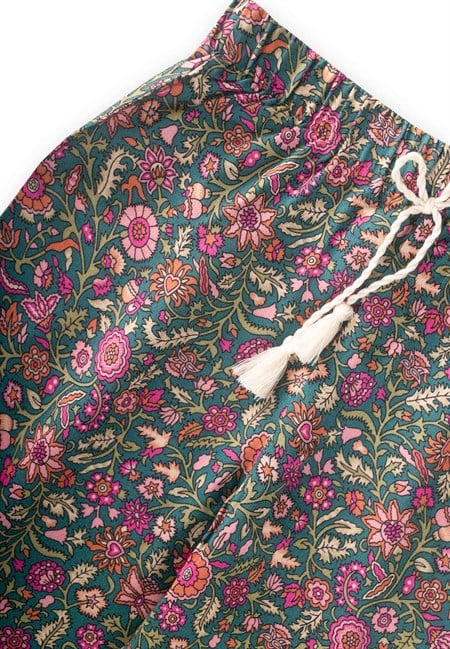 Desenli Viskon Şalvar 2-10 Yaş Çağla Yeşili