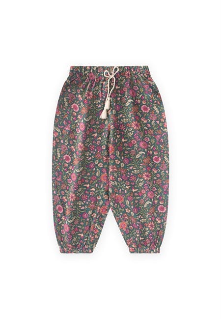 Desenli Viskon Şalvar 2-10 Yaş Çağla Yeşili