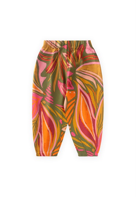 Desenli Viskon Şalvar 2-10 Yaş Turuncu