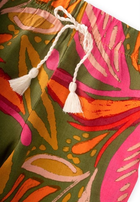 Desenli Viskon Şalvar 2-10 Yaş Turuncu