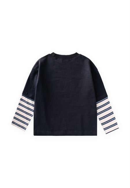 Desnli T-Shirt 2-10 Yaş LACİVERT