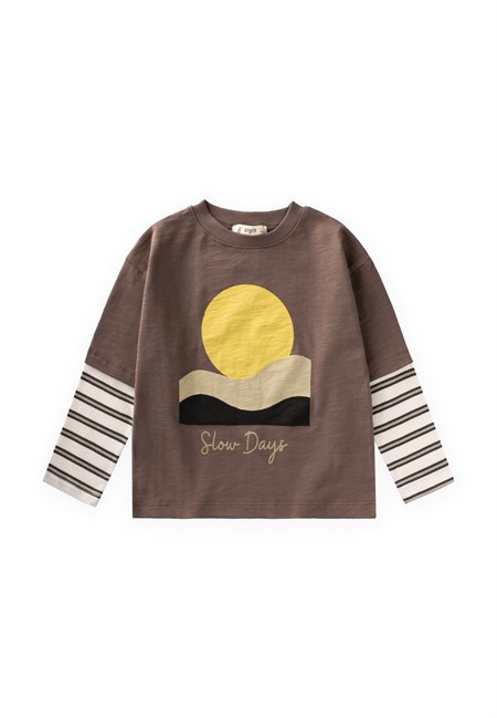 Desnli T-Shirt 2-10 Yaş Vizon