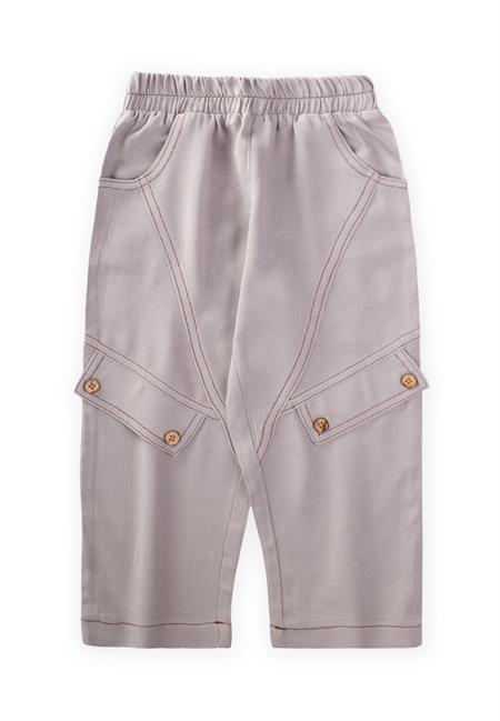 Dizi Kapaklı Keten Pantolon 2-7 Yaş A gri