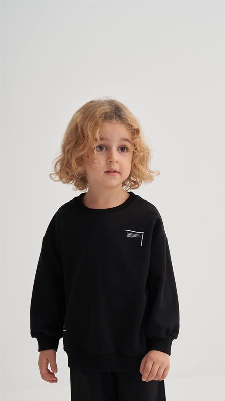 Düşük Kol Baskılı Eşofman Takım 2-7 Yaş SİYAH