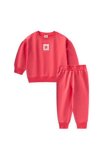 Etiket Detaylı Sweatshırt Takım 1-7 Yaş MERCAN