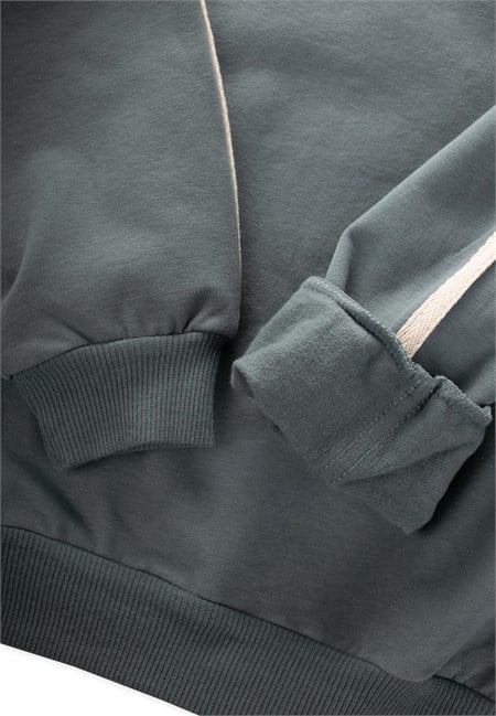 Şerit Detaylı Sweatshirt Takım 2-10 Yaş Çağla Yeşili