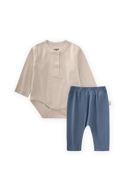 Fitilli Basic Zıbın Takım 0-3 Yaş Açık Bej