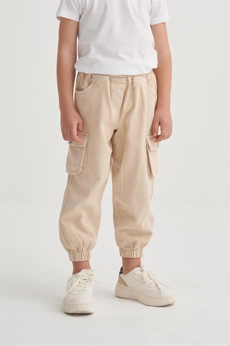 Gabardin Kargo Pantolon 2-7 Yaş BEJ