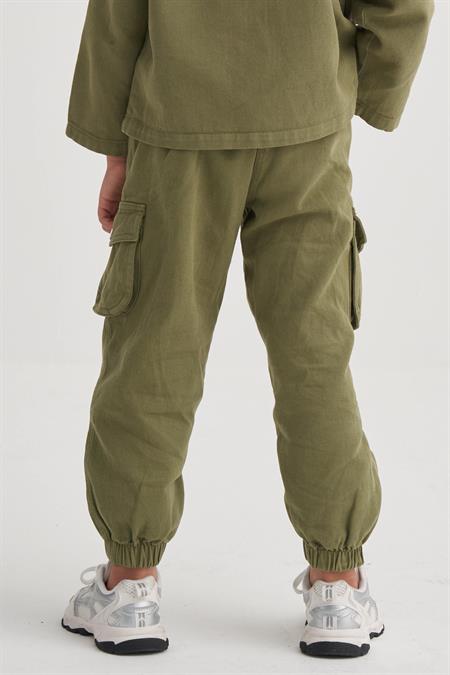 Gabardin Kargo Pantolon 2-7 Yaş HAKİ YEŞİL