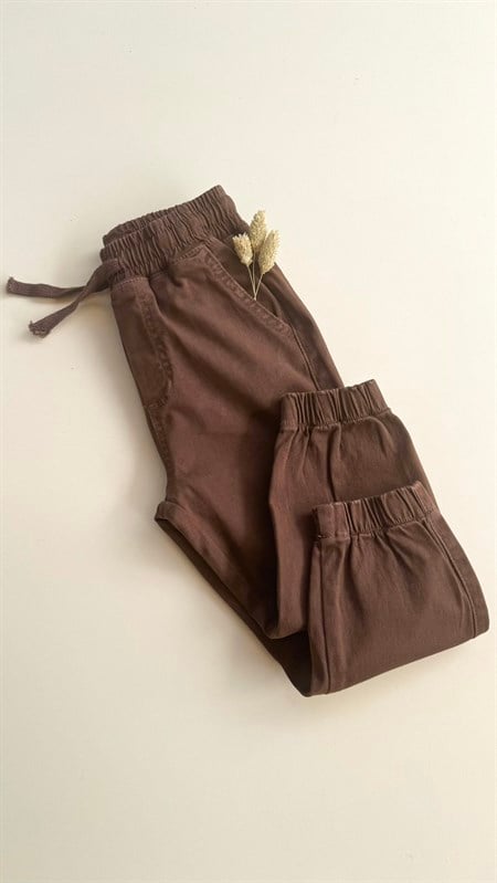 Gabardin Parçalı Pantolon 2-12 Yaş Kahverengi