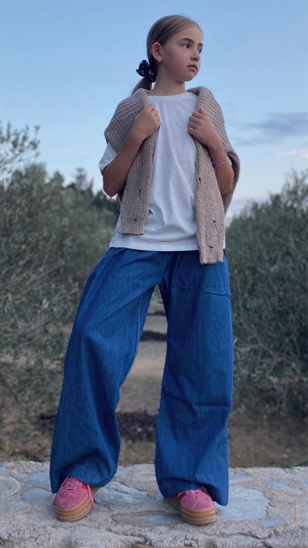 Geniş Paça Kot Pantolon 4-12 Yaş Mavi