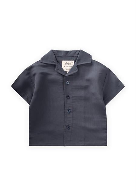 Hawai Çizgili Modal Gömlek 1-8 Yaş Antrasit