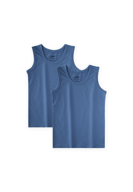 İkili Geniş Askılı Atlet 2-11 Yaş İndigo Mavi