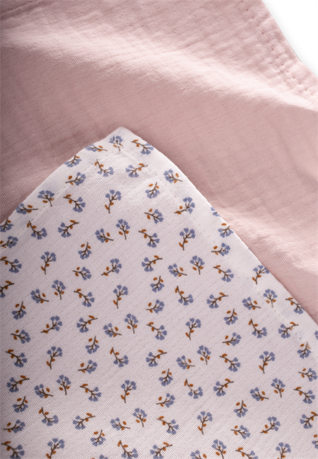 İkili Ağız Bezi 25x25 cm Pudra Pembe,Çiçek Baskılı