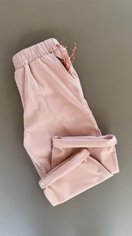 Kadife Pantolon 4-12 Yaş Pudra Pembe