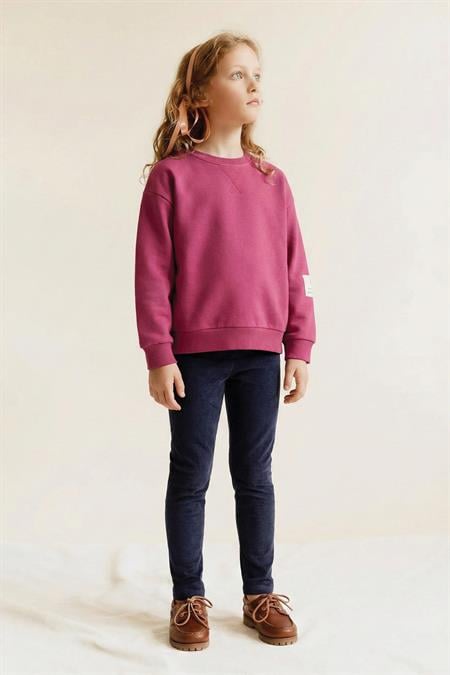 Kadife Taytlı Sweatshirt Takım 2-10 Yaş Fuşya