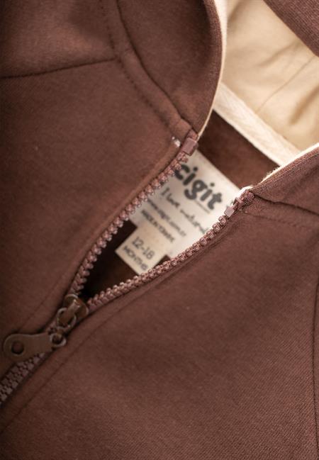 Kapşonlu Fermuarlı Hırka 1-14 Yaş Kahve