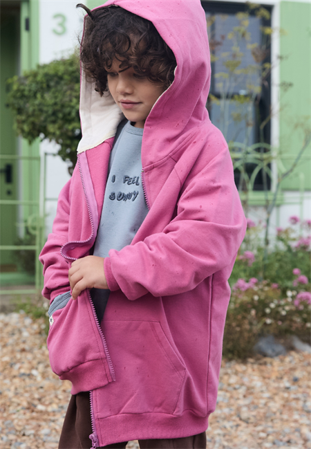 Kapşonlu Fermuarlı Hırka 1-14 Yaş Fuşya