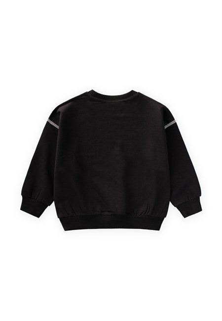 Karyoka Detaylı Oversize Sweatshirt 2-8 Yaş SİYAH