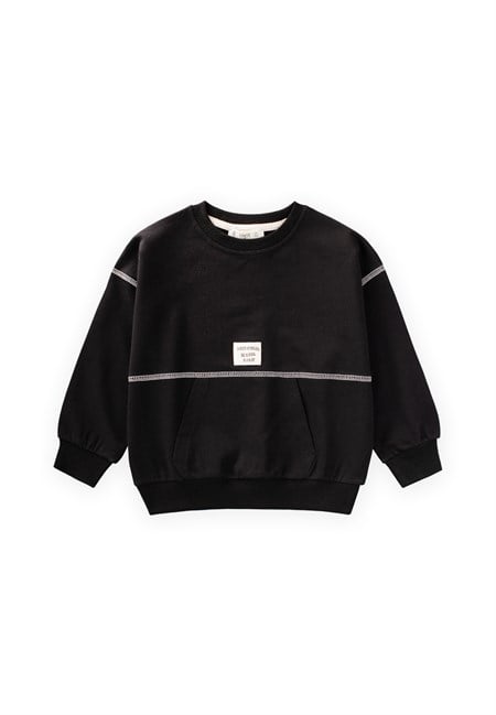 Karyoka Detaylı Oversize Sweatshirt 2-8 Yaş SİYAH