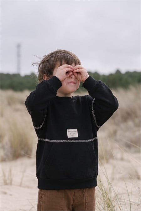 Karyoka Detaylı Oversize Sweatshirt 2-8 Yaş SİYAH